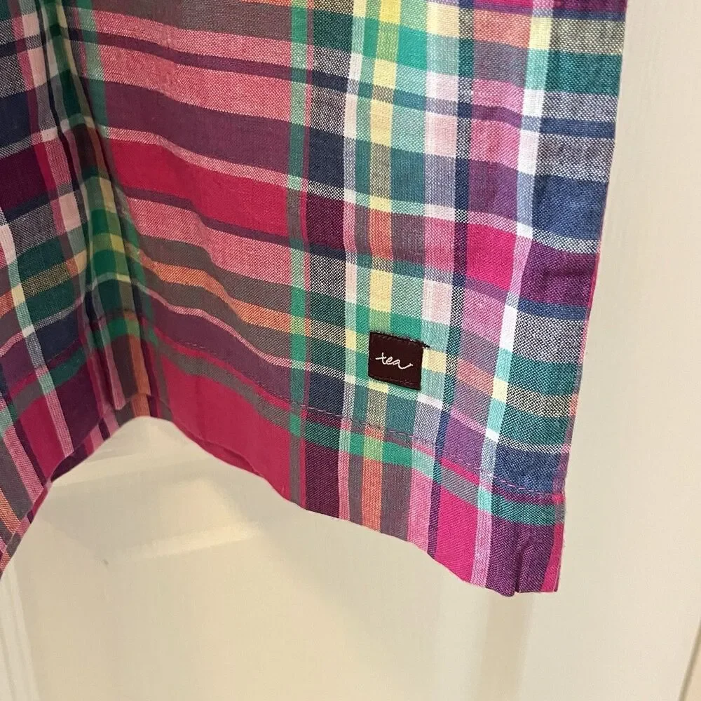 Tea Collection Lucknow Plaid Tunic Dress with Tassels Cotton Girls Size 12